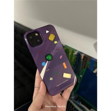 紫系多圖形適用于三星S24Ultra藝術菲林硬殼S22+小眾設計S21Ultra半包s25+手機殼S23光面女款新款ins保護套