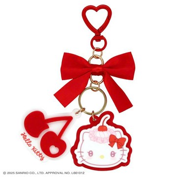 小禮堂 Sanrio 三麗鷗 粧美堂 Hello Kitty 壓克力造型鑰匙圈 (櫻桃鮮奶油)