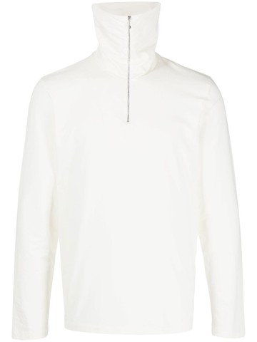 Jil Sander - spread-collar half-zip sweatshirt - men - Elastane/Cotton - S - White