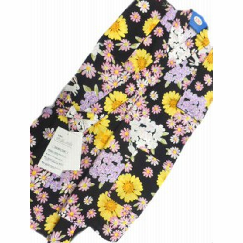 日本製 9 10歳用 女物 子供甚平 130サイズ 黒地 紫陽花 向日葵 柄 No3165 通販 Lineポイント最大1 0 Get Lineショッピング