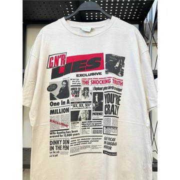 Guns n Rose槍花樂隊高街痞帥vintage復古短袖男女純棉小領口T恤