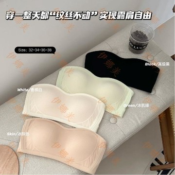 【臺灣出貨👙】新款無肩帶抹胸內衣女防滑小胸聚攏上託一片式美背無痕隱形文胸罩【伊娜美】