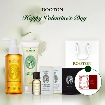 快速出貨【ROOTON】情人節快樂！甦活植萃髮根噴霧150ml+甦活植萃洗髮精50ml+喚活極萃雙效修護髮油8ml+淨粹植潤沐浴膠5ml+淨粹植潤身體乳5ml+淨旅者旅行包+情人節小卡+燙金禮袋