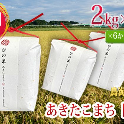 《定期便》6kg×6ヶ月 秋田県産 あきたこまち 精米 2kg×3袋 神宿る里の米「ひの米」（お米 小分け）