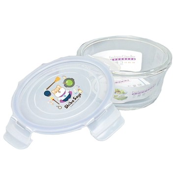 SL 三榮塑膠 柴語錄-密扣式圓形玻璃保鮮盒 直徑15.5x高7.8cm 700ml  1 個容器 + 1 個蓋子  1個