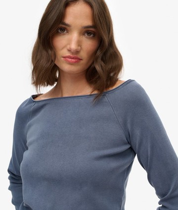 Superdry Women's Bardot Off Shoulder Top Navy Size: 6