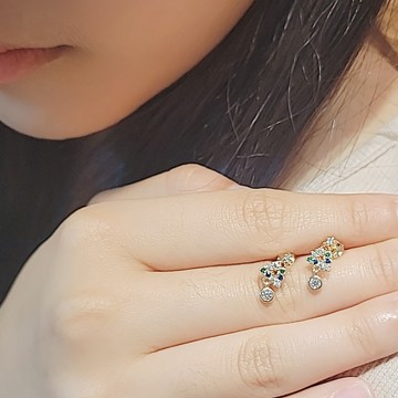 【焦糖小姐 Ms caramelo】925純銀鍍K黃 彩色鋯石耳環(星星耳環)