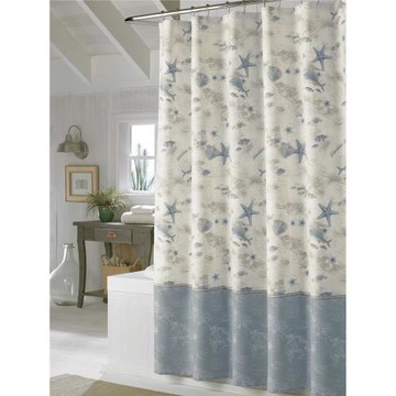 歐式海洋浴簾防水防霉滌綸布料高檔加厚浴室免打孔隔斷衛生間窗簾