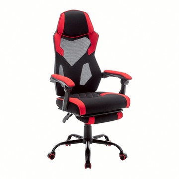 ArcticWolf Ninja忍者網背布面扶手含腳凳金屬腳電競椅-兩色可選紅色