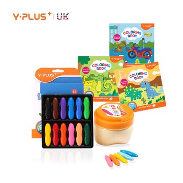 【翠樂絲】YPLUS花生蠟筆 安全無味 12色原色套組 (附繪本及收納盒)