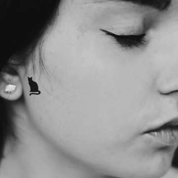 OhMyTat 耳背小貓 Cat behind the ear 刺青圖案紋身貼紙 (6 張)