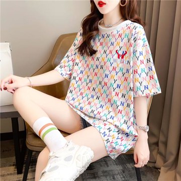 專柜商場撤回國際大牌剪標尾單女裝冰絲短袖t恤寬松大碼胖mm上衣