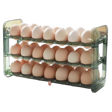 冰箱側門翻轉式三層雞蛋收納架  25 x 19.5 x 10cm  綠色  1個