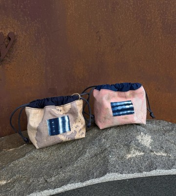 【記憶有限】EcoPrint 花葉移印束口小包