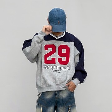 【AMERO】男裝 女裝 長袖刷毛大學Ｔ 貼布繡 球衣風 情侶裝