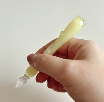 與貓咪相伴玻璃筆 黃粉色
