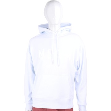 MSGM 白色字母羅紋棉質連帽長袖運動衫 大學T(男女可穿)