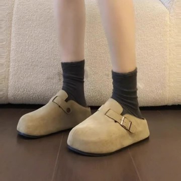 🔥台灣出貨🔥懶鞋厚底鬆糕鞋女鞋子真皮透氣水鑽鞋休閒鏤空闆鞋兩穿半拖鞋老爹鞋 厚底