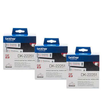 BROTHER DK-22251 62mm紙質連續標籤帶-3入組