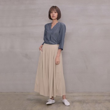 揚帆悠遊麻質長裙 Sailed Away Liene  Maxi Skirt