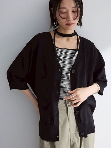 燈芯絨刺繡V領開襟衫(06000735300) - Green Parks