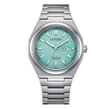 CITIZEN 星辰  Zenshin超級鈦 時尚光動能錶-男錶-湖水藍(AW0130-85M)39.5mm