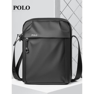 Polo純色單肩包男大容量時尚潮流斜挎背包旅行挎包牛津布小方包