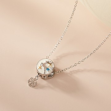 [925純銀]逐夢之鹿麋鹿雪花項鍊【SL949】-銀