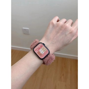 少女風適用 Apple Watch 毛絨 大腸圈錶帶 女生錶帶 iwatchSE 6 7代 40