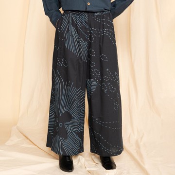 沙河搖曳前衩寬褲_靜隱珊瑚