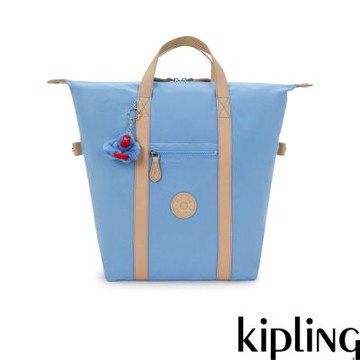 Kipling 霧藍拼接旅行手提後背包-NEW ART BACKPACK
