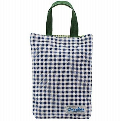 ネイビーチェック×グリーンチェック シューズバッグ（キルティング）