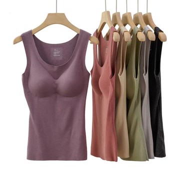 330g免穿文胸女士BRA保暖背心 無痕隨心裁內衣 打底衫 秋冬款女裝