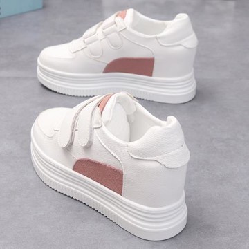 厚底內增高女鞋8CM春秋2024韓版百搭小白鞋坡跟休閑單鞋小白鞋女