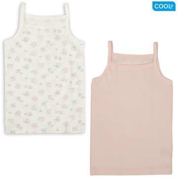 akachan honpo - 細肩帶背心2件組-涼爽棉 貝殼-粉紅色