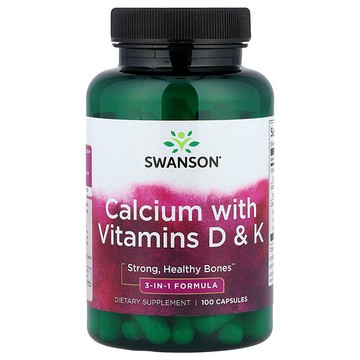 Swanson Vitamins, 鈣，含維生素 D 和 K，100 粒膠囊