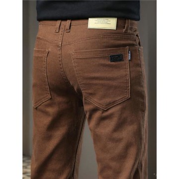 夏秋季2025新款咖啡色牛仔褲男直筒修身彈力休閑長褲潮牌百搭棕色