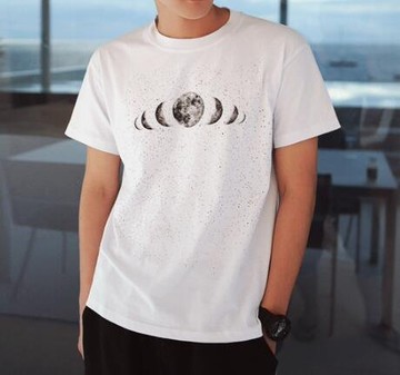 FINDSENSE MD 韓國 潮 男 時尚 宇宙星球圖案印花 短袖T恤 特色T恤 圖案T 打底衫 上衣