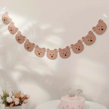 大頭熊 派對旗【台灣現貨】派對裝飾 生日派對 派對布置 派對拉旗 派對用品 生日裝飾 週歲 三角旗 熊 小熊 旗子 拉旗