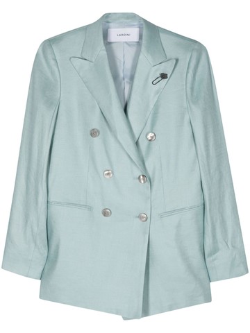 Lardini - linen-blend double-breasted blazer - women - Viscose/Elastane/Linen/Flax/Viscose/PBT Elite - 44 - Blue
