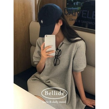 Codibook｜韓國 BEIDELLI 鬆垮套衫領短袖連身短裙［預購］迷你短洋裝 Polo洋裝 女裝