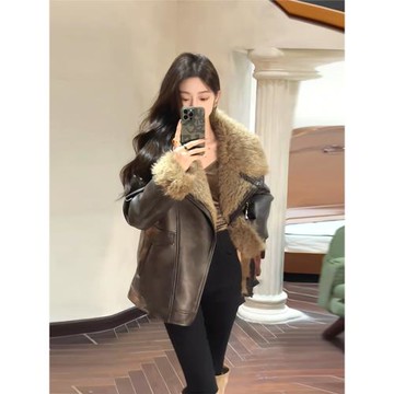 2025秋冬高級感加絨加厚PU皮衣外套秋冬款設計感酷颯機車服皮夾克