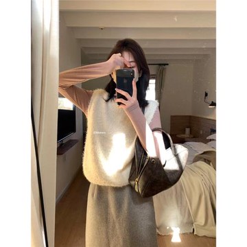 羊毛背心毛衣馬甲女秋冬季韓版外搭疊穿圈圈毛針織無袖小坎肩上衣