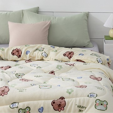 Ishur 伊舒爾 石墨烯法蘭絨暖暖被 150 x 200cm  森林系 米白色 + 棕色