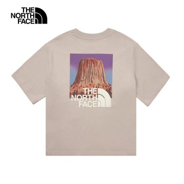 The North Face北面女款灰色大尺寸印花短袖T恤｜8DCB1OA