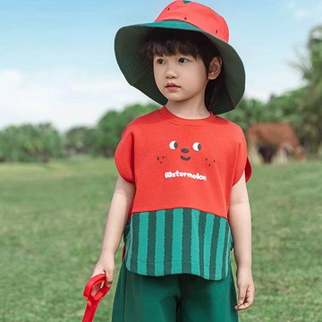 TONGMO - 立體造型無袖上衣/背心-西瓜-紅色