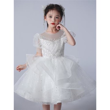 女童連衣裙夏2025新款夏季小女孩高端輕奢演出禮服洋氣蓬蓬公主裙