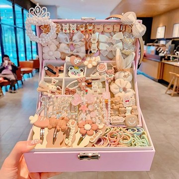 🔥在臺好物🔥首飾收納盒頭飾髮飾收納盒頭飾公主小女孩髮卡寶寶女童髮夾橡皮筋