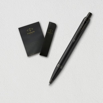 【PARKER】 新IM 特別款理性黑原子筆 真皮筆套禮盒 客製化刻字