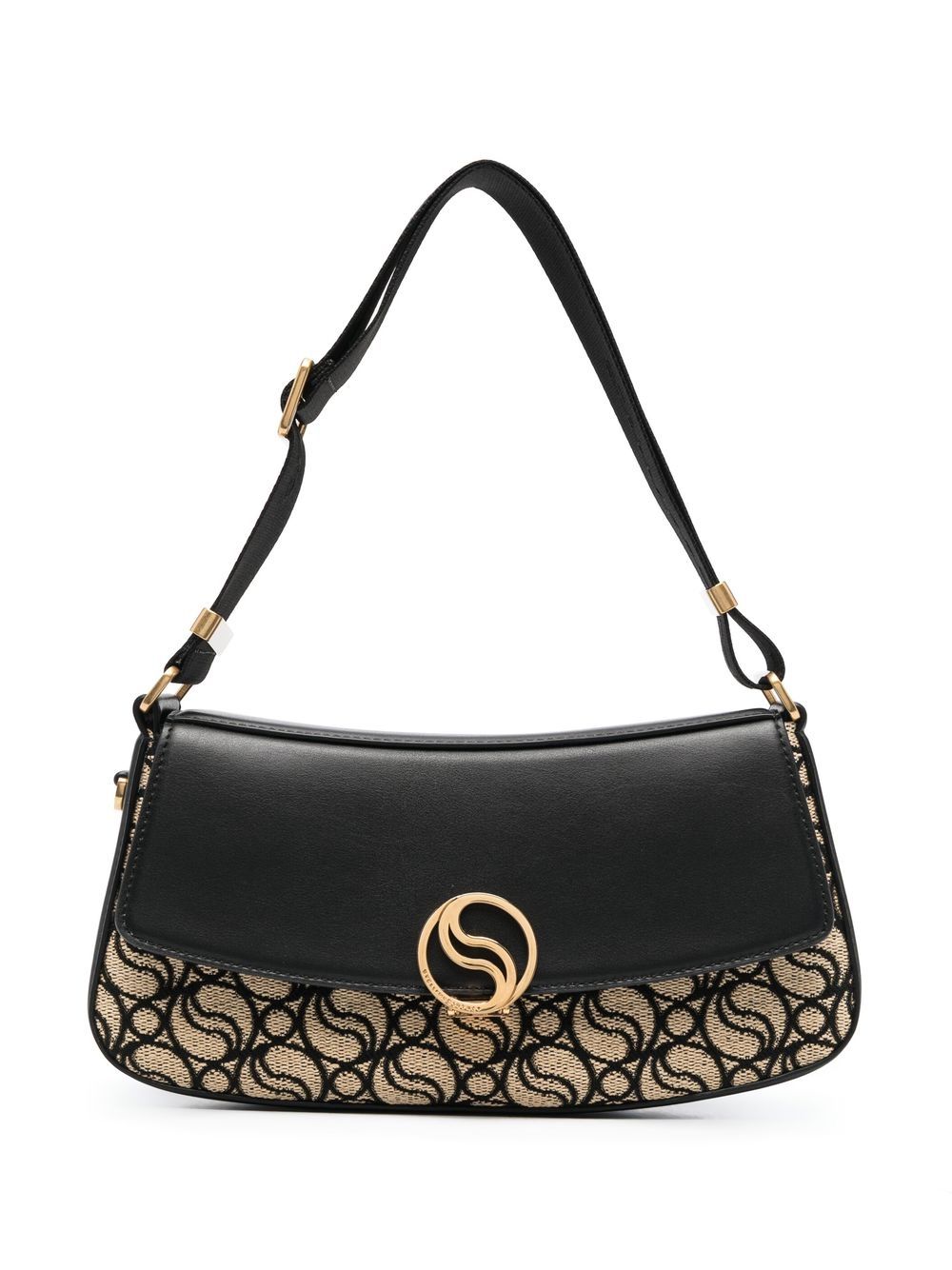 Stella McCartney - S-Wave monogram shoulder bag - women - Polyamide/Cotton - One Size - Black